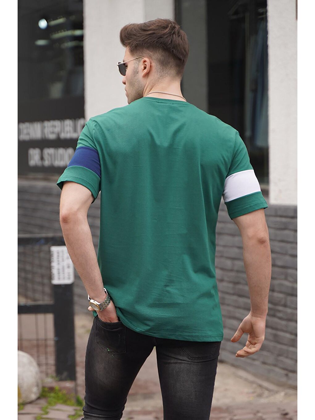 Yeşil Baskılı Regular Tişört 5850-1