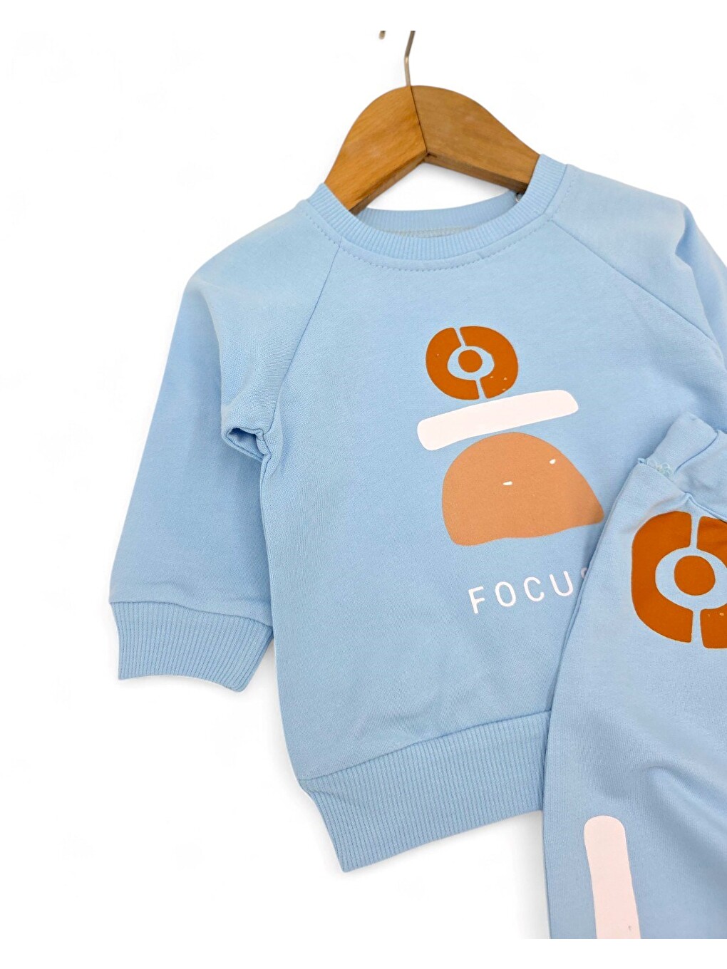 Mavi Erkek Bebek Mevsimlik Focus Baskılı Sweatshirt Ve Altlı 6-9-12-18-24 Ay Bebek Takımı-2
