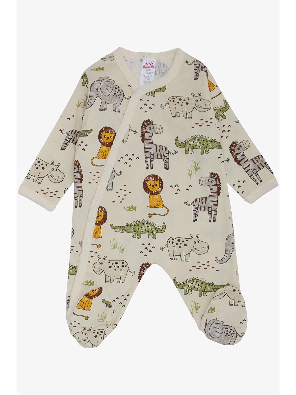 Ekru Erkek Bebek Hastane Çıkışı 8 li Sevimli Hayvancıklar Desenli Krem (0-3 Ay)-4
