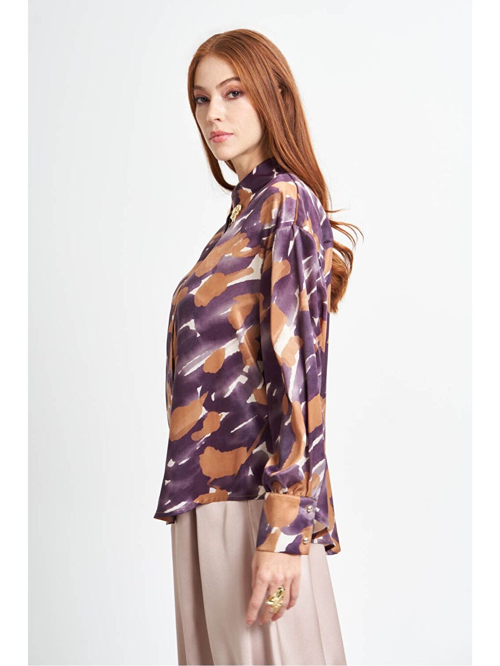 Damla Desenli Bej Tunik-1