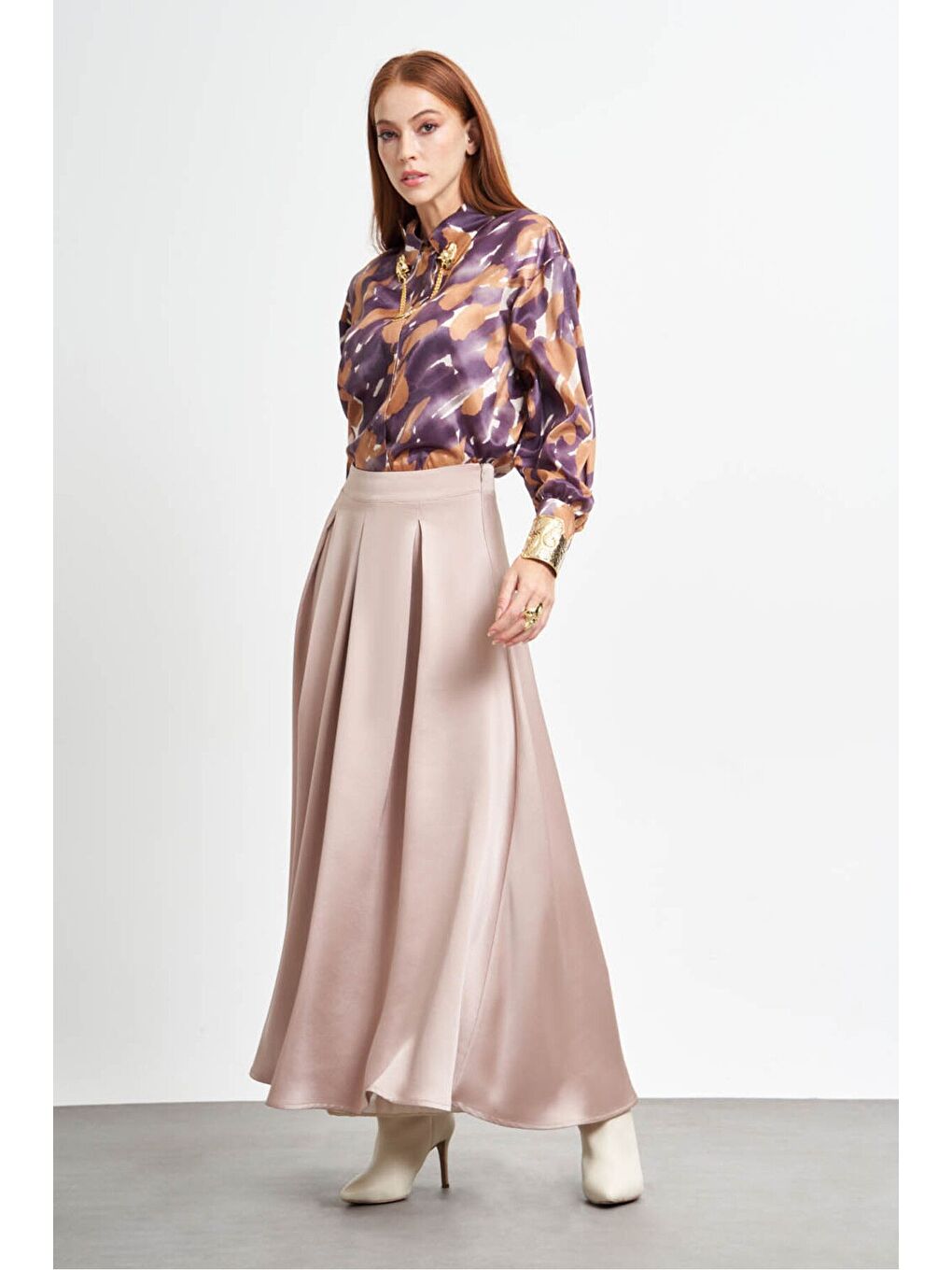 Damla Desenli Bej Tunik-3