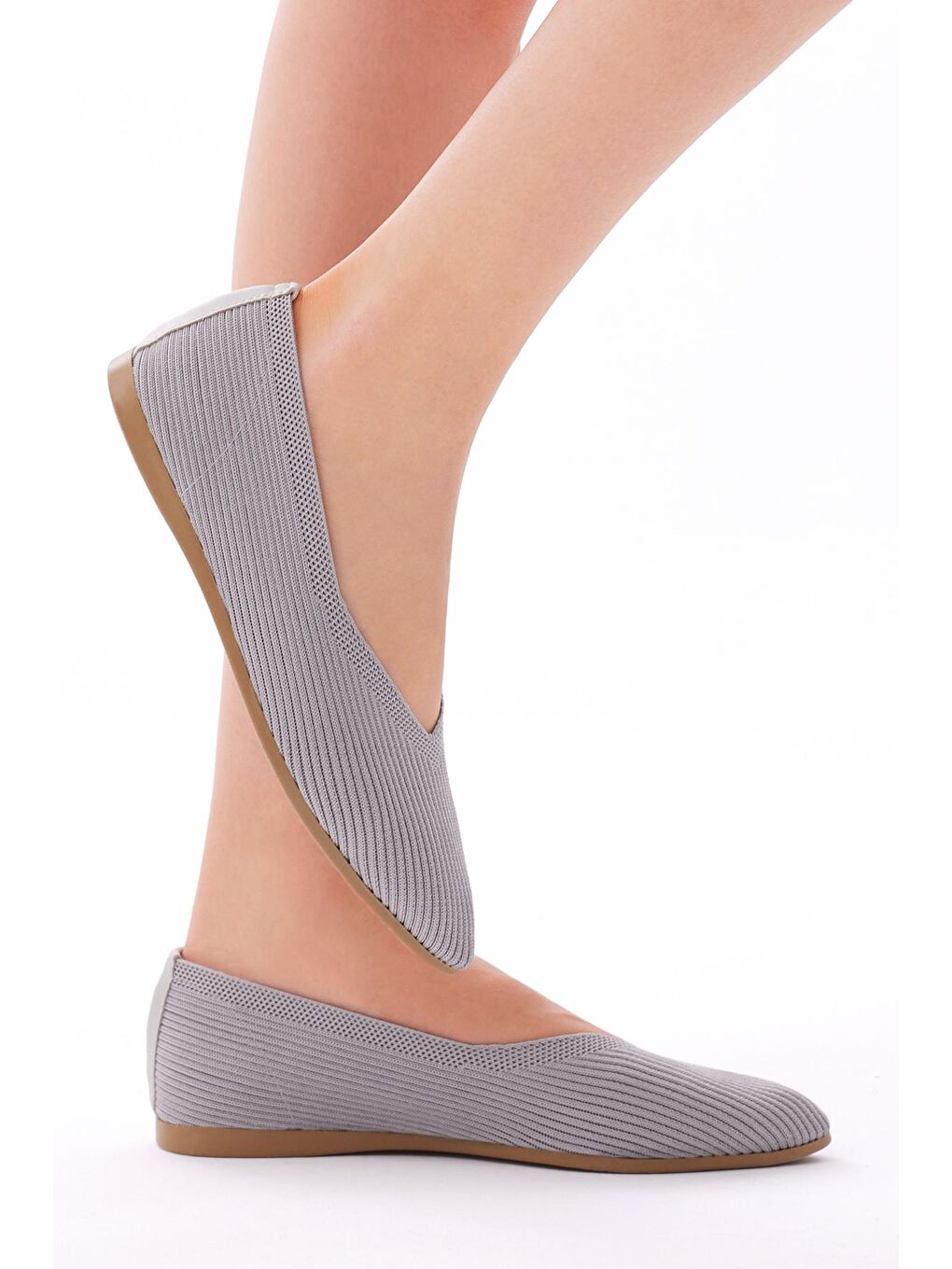 Kadın Gri Rahat Kalıp Düz Örgü Babet-2