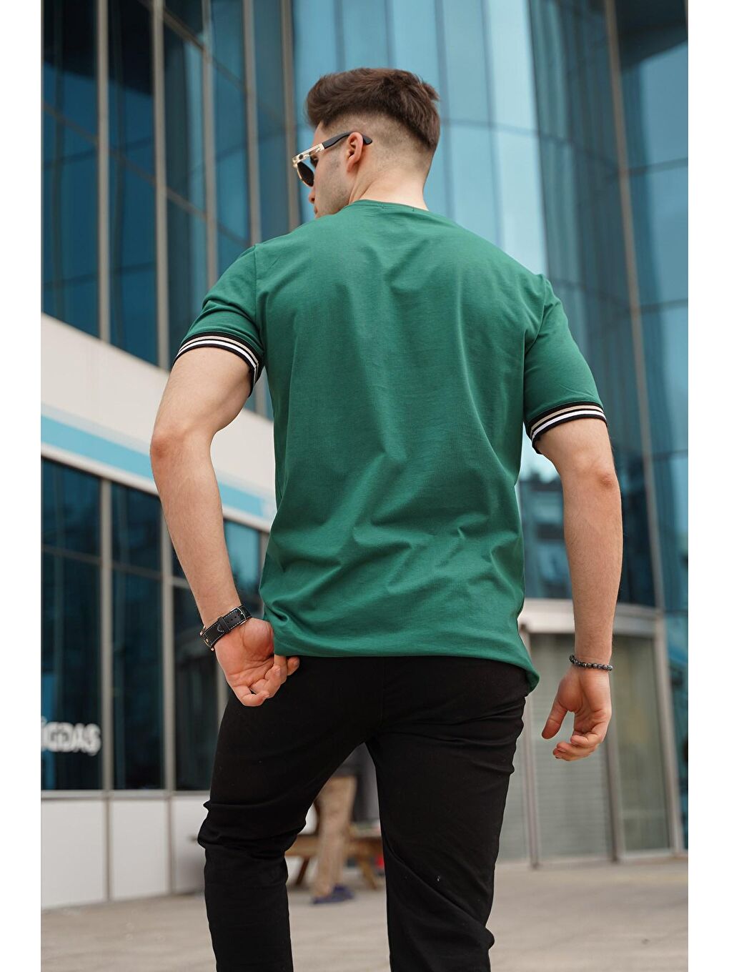Koyu Yeşil Basic Erkek %100 Pamuk Tişört-1