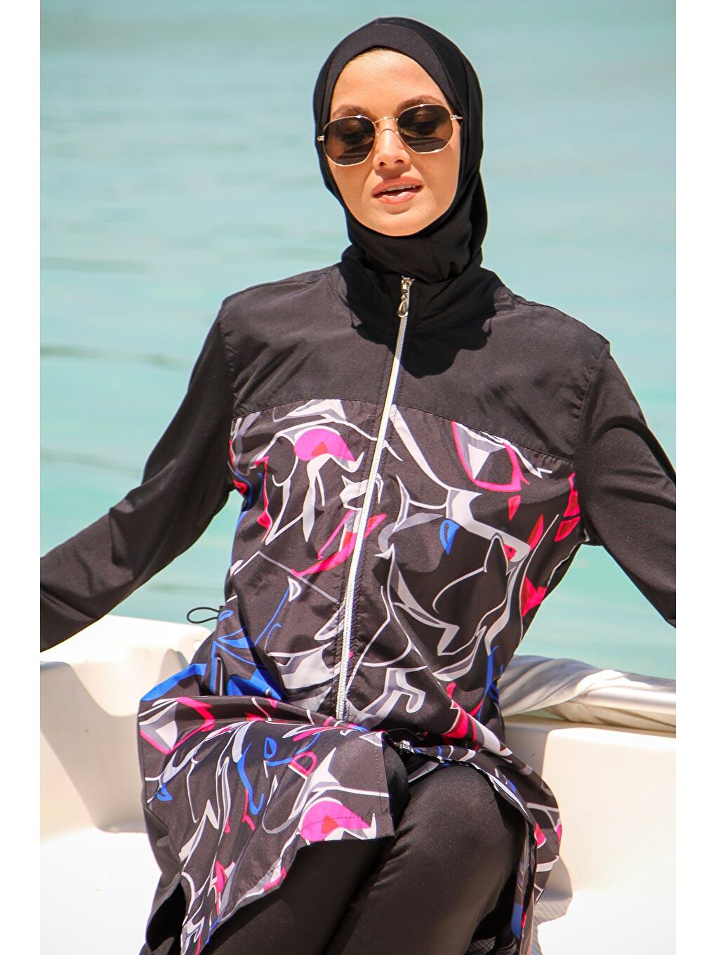 Siyah Tam Kapalı Tesettür Mayo M2266-1