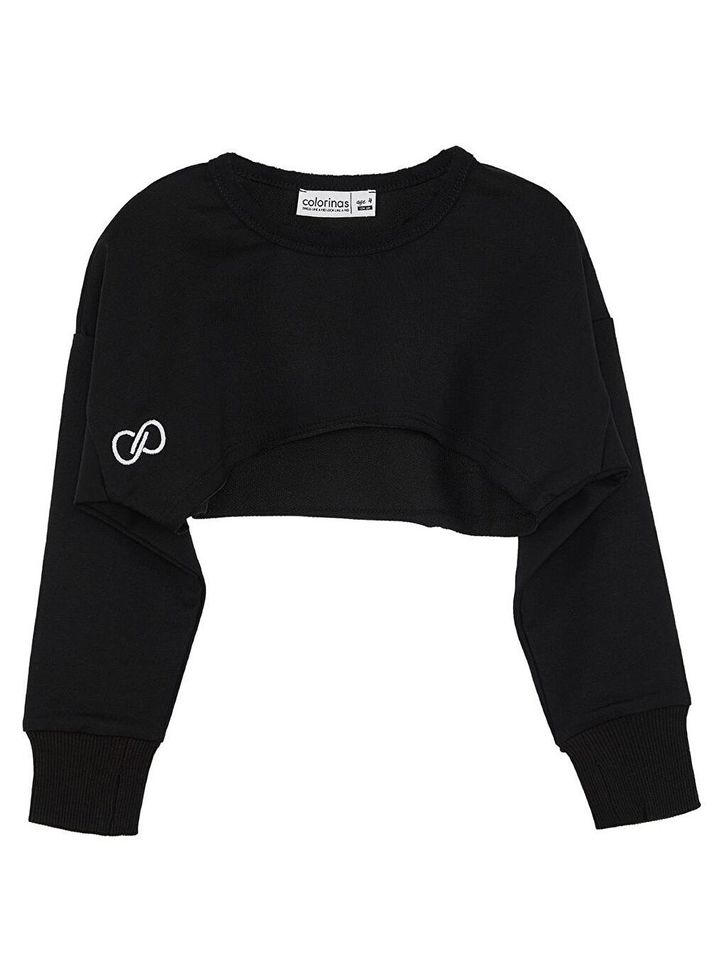 colorinas Siyah Nakışlı Kız Çocuk Crop Sweatshirt - 3