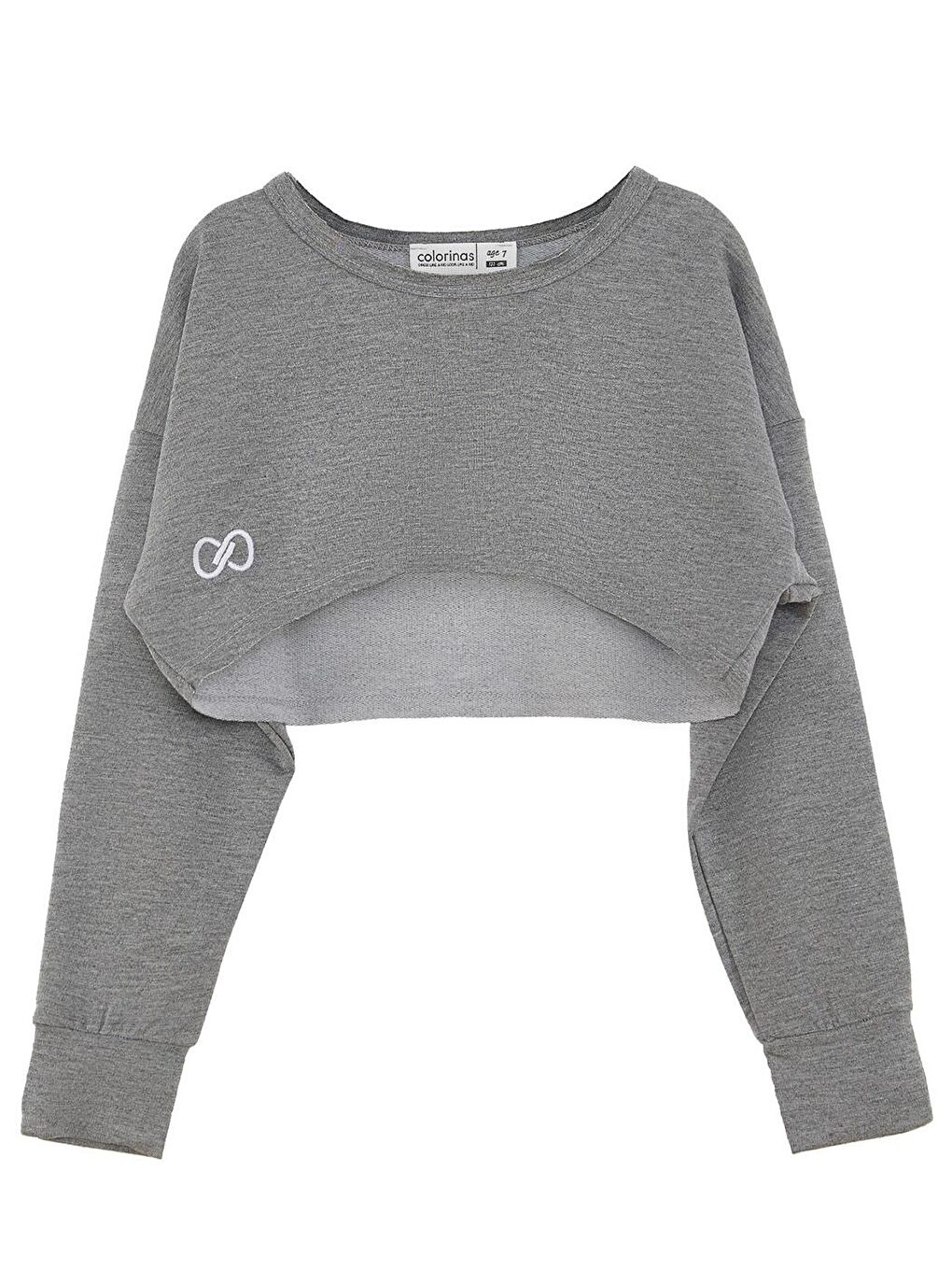 colorinas Gri Nakışlı Kız Çocuk Crop Sweatshirt - 3