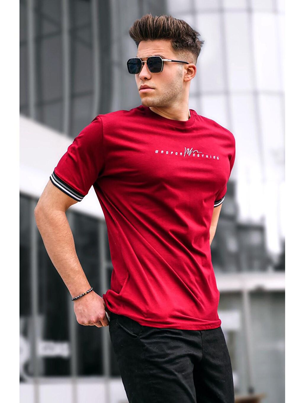 Bordo Basic Erkek %100 Pamuk Tişört