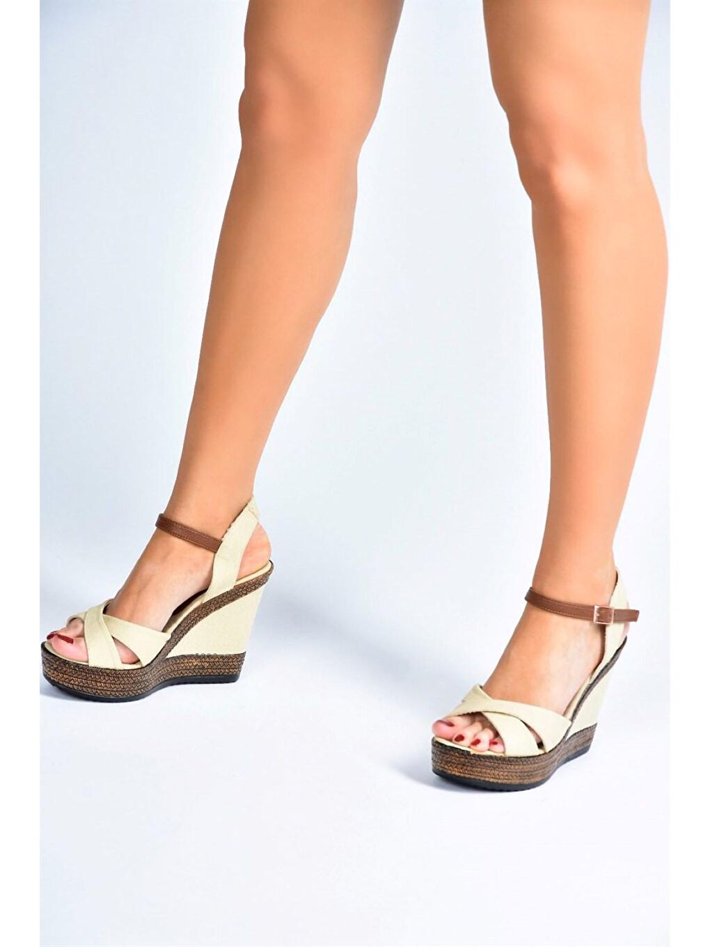 9674070905 Bej Dolgu Taban Kadın Ayakkabı-1