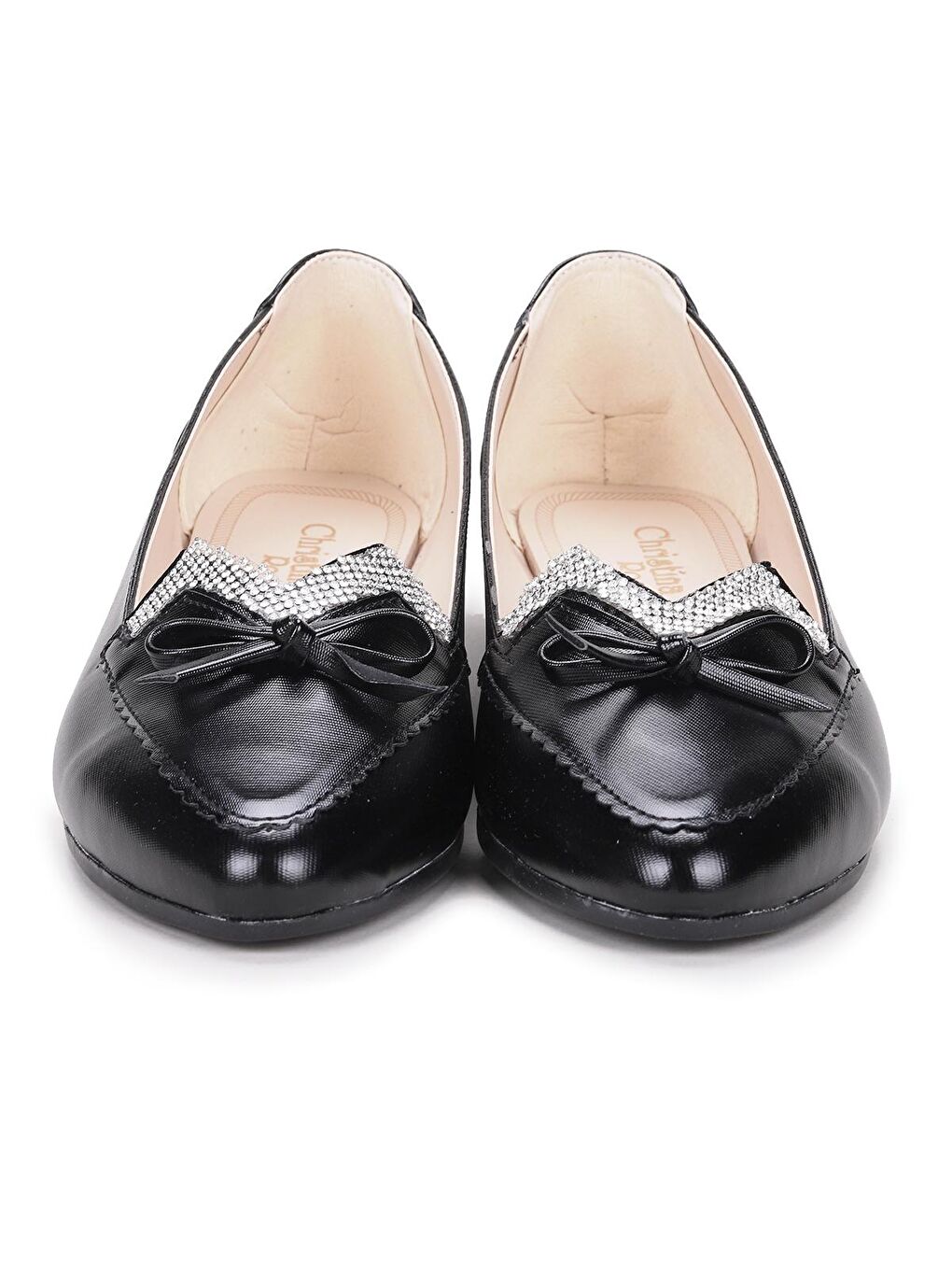 Siyah Parlak Büyük Numara Kadın Babet Ayakkabı Chr 282-1