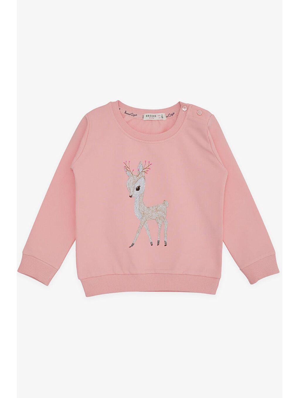 Breeze Pembe Kız Bebek Sweatshirt Sevimli Ceylan Baskılı Pembe (1.5-2 Yaş)