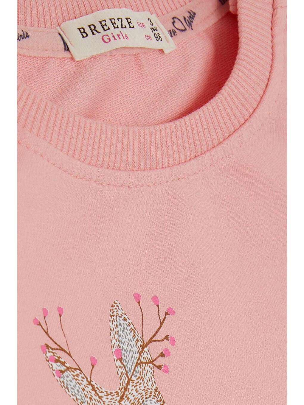 Breeze Pembe Kız Bebek Sweatshirt Sevimli Ceylan Baskılı Pembe (1.5-2 Yaş) - 2