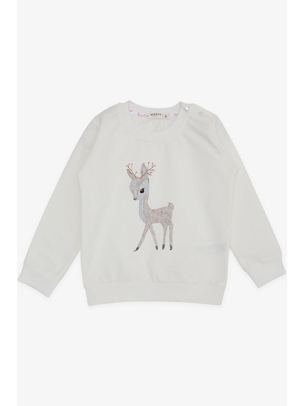 Breeze Ekru Kız Bebek Sweatshirt Sevimli Ceylan Baskılı Ekru (1.5 Yaş)