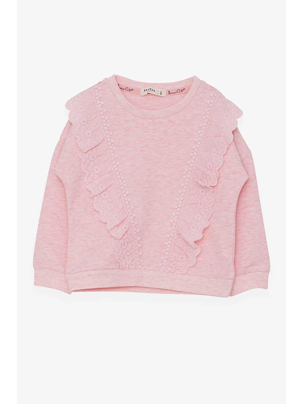 Pembe Kız Çocuk Sweatshirt Güpürlü Somon Melanj (1.5-5 Yaş)