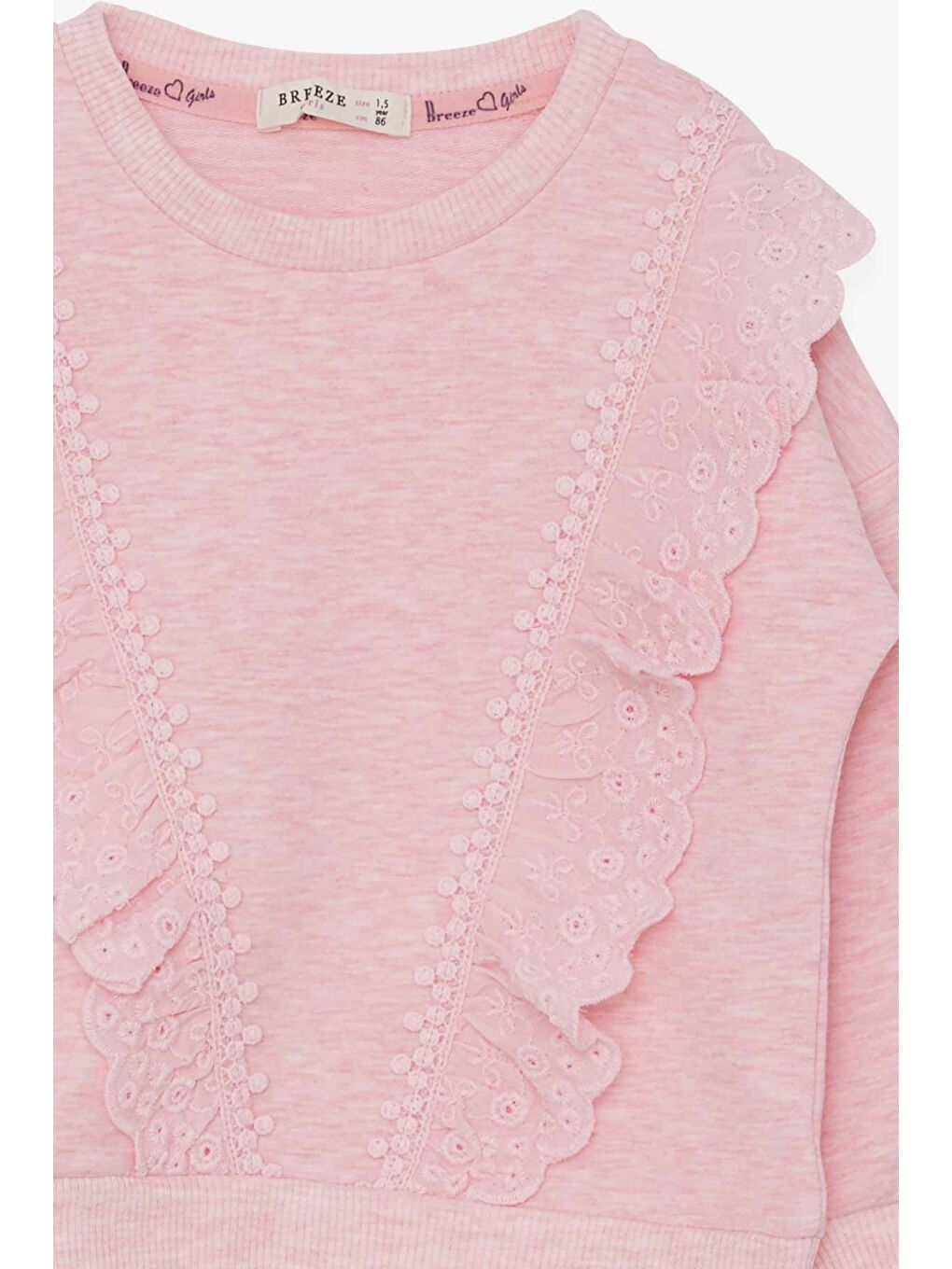 Pembe Kız Çocuk Sweatshirt Güpürlü Somon Melanj (1.5-5 Yaş)-2