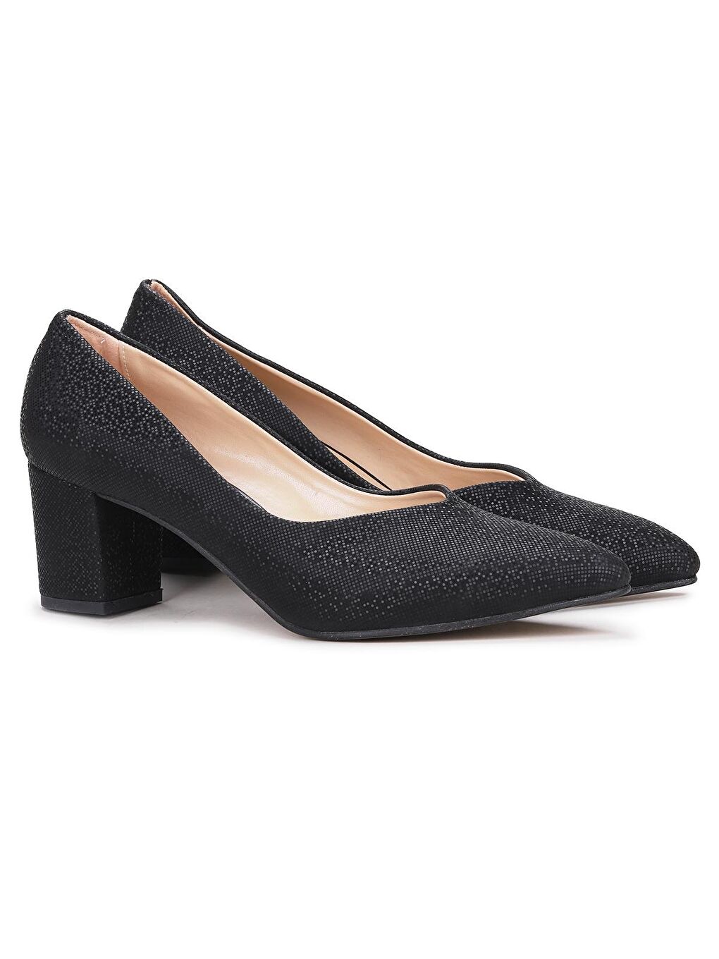 Siyah Alens 301 Mozaik Büyük Numara 6 Cm Topuklu Kadın Ayakkabı