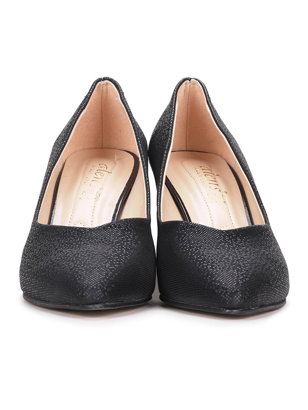 Siyah Alens 301 Mozaik Büyük Numara 6 Cm Topuklu Kadın Ayakkabı-1