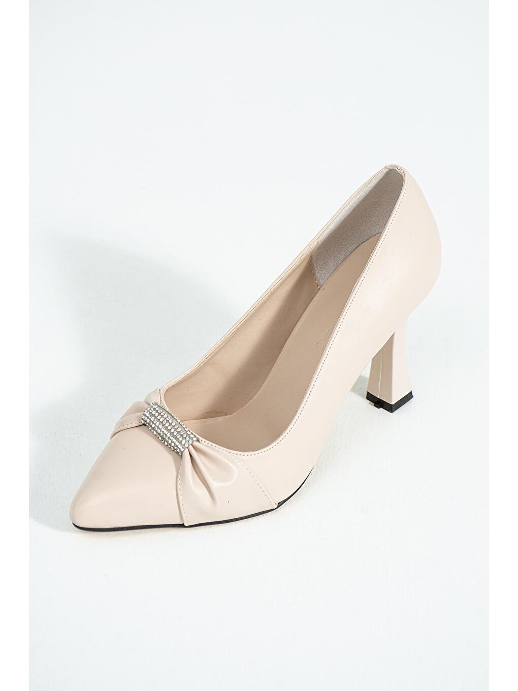 Ekru Taşlı Kadeh Topuk Kadın Ayakkabı 018-53-23-3