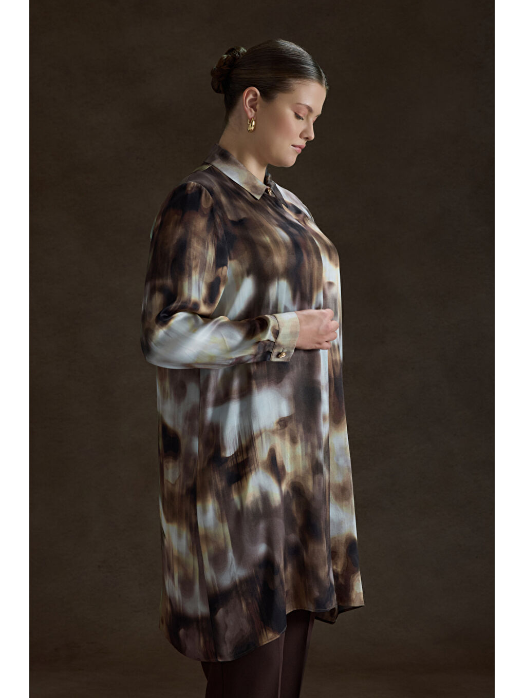 Kahverengi Desenli Viscon Tunik-2