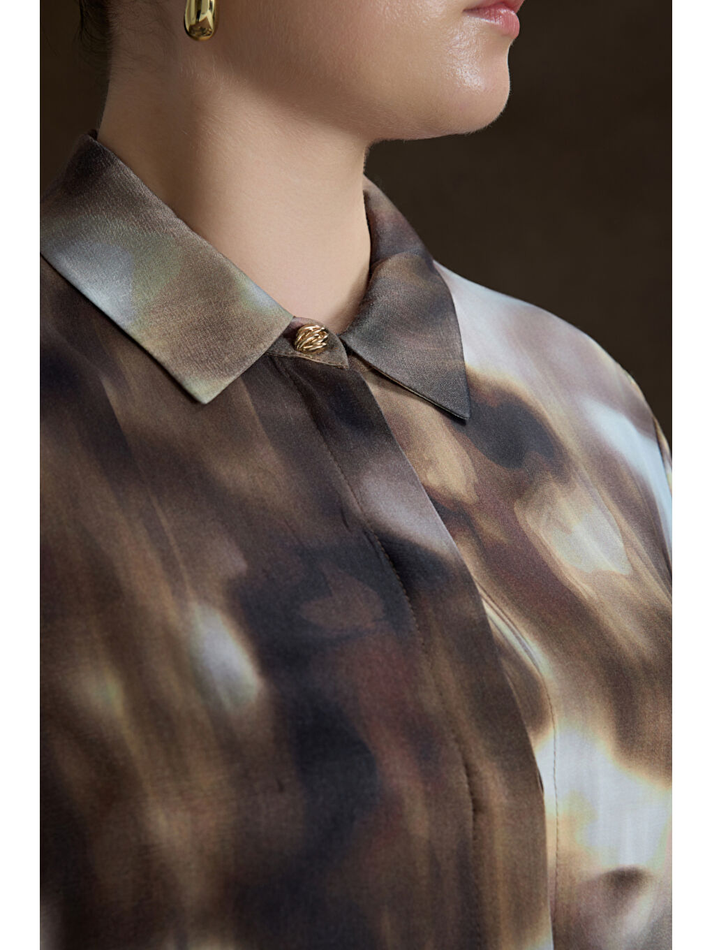 Kahverengi Desenli Viscon Tunik-3