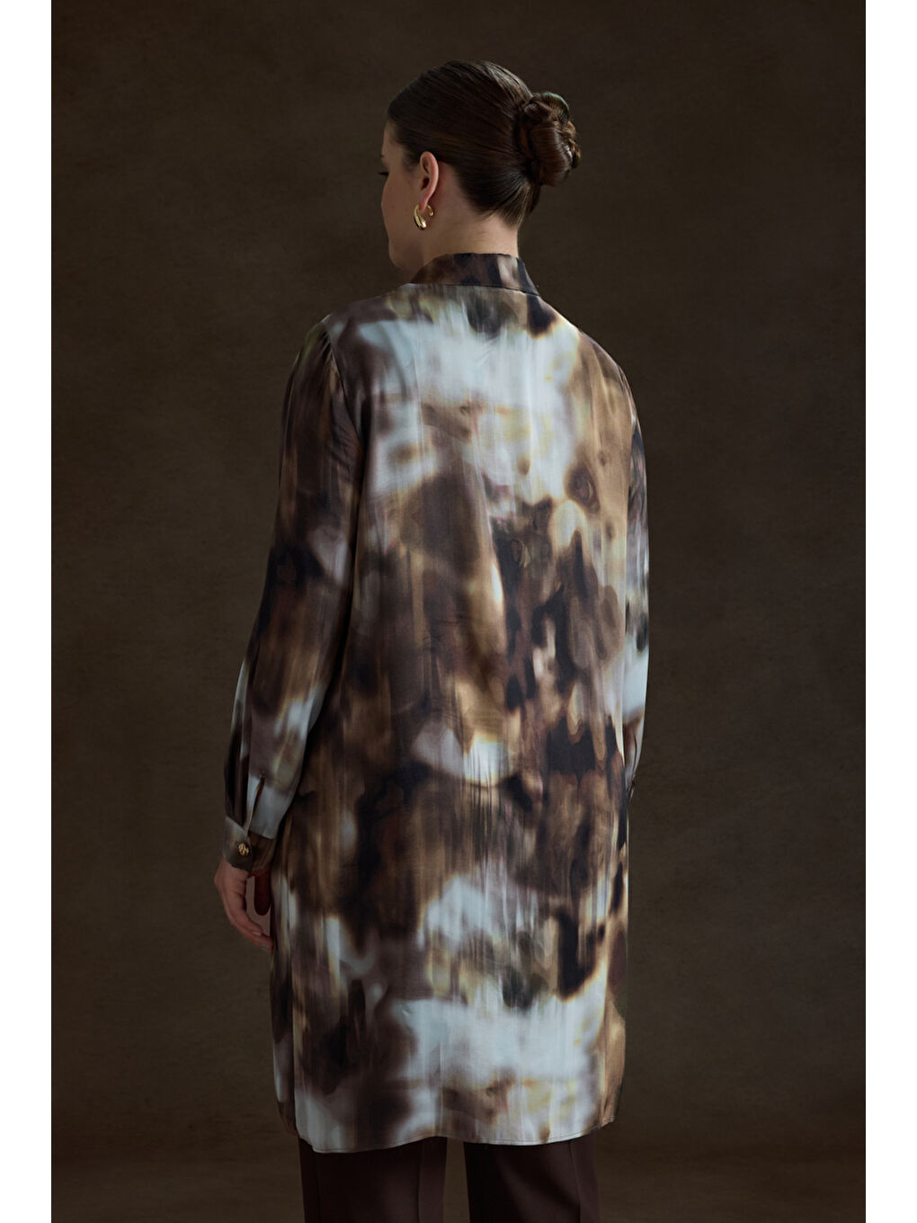 Kahverengi Desenli Viscon Tunik-5