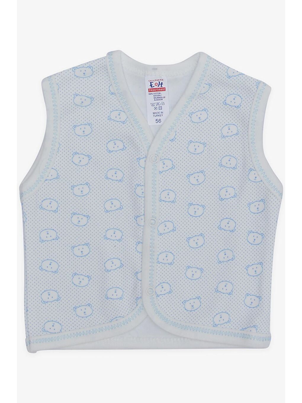 Erkek Bebek Hastane Çıkışı 8 li Puantiyeli Ayıcık Desenli Beyaz (0-3 Ay)-4