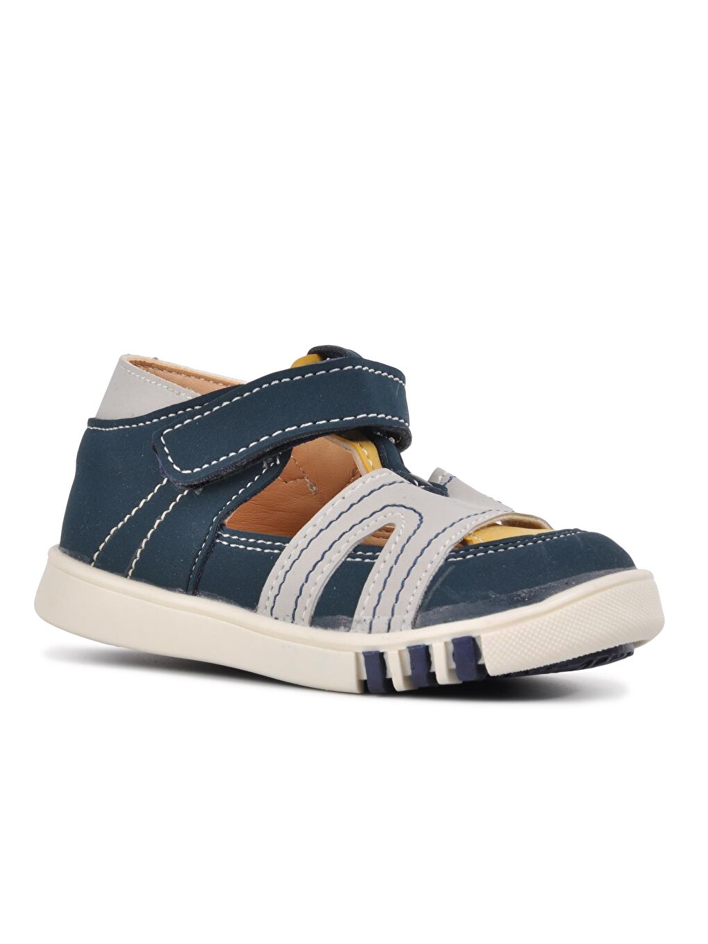 Lacivert-Bej Ortopedik Erkek Çocuk Sandalet 210108-2