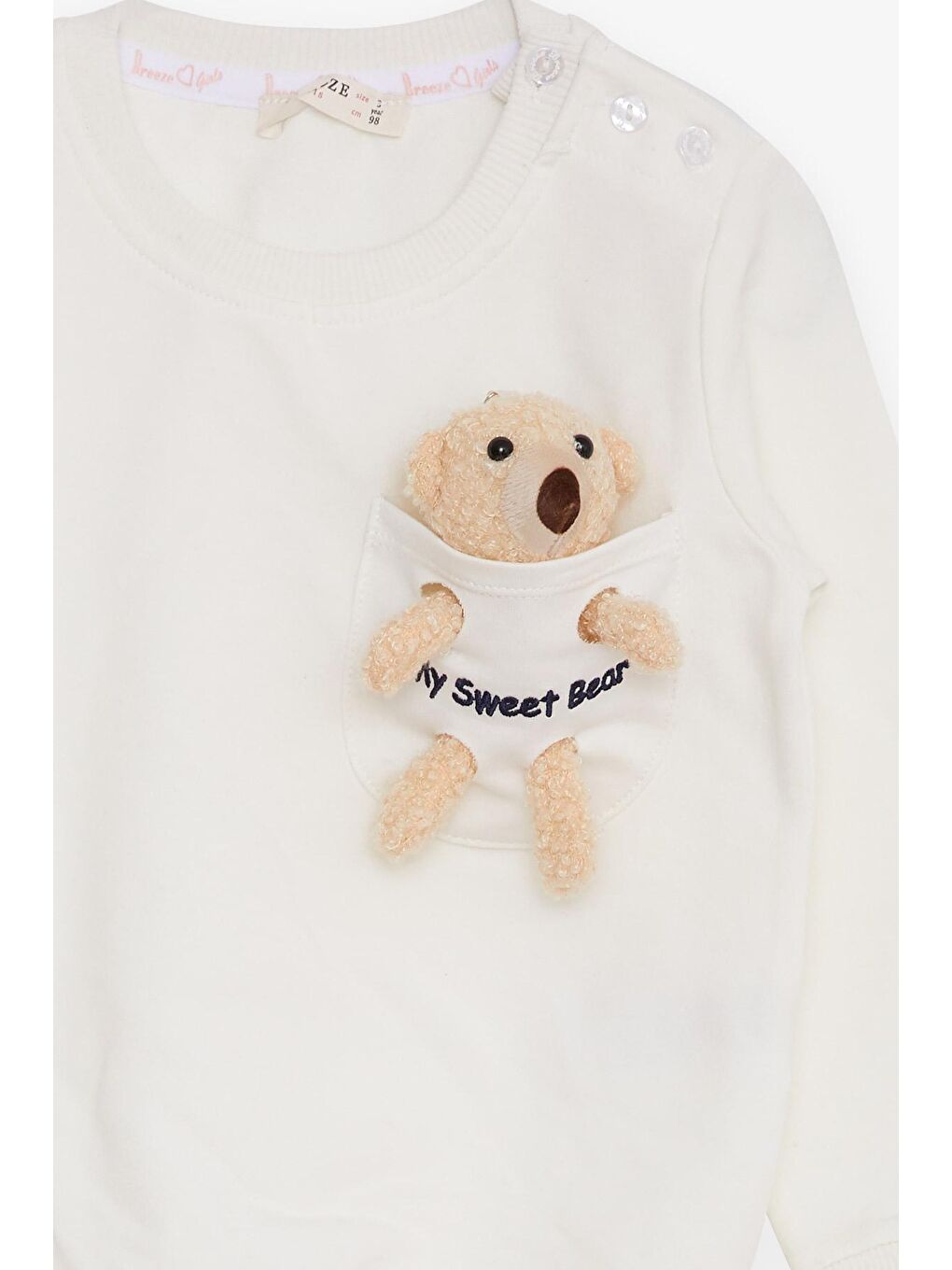 Kız Çocuk Sweatshirt Ayıcık Aksesuarlı Ekru (1.5-5 Yaş)-2