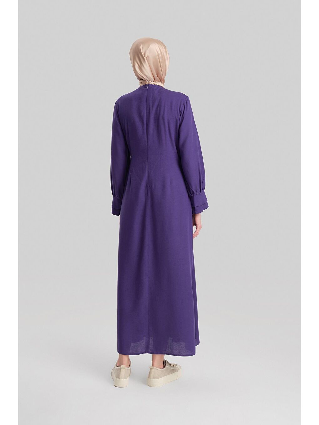 Lacivert Tokalı Kruvaze Elbise 24Y9839 Morcivert-6