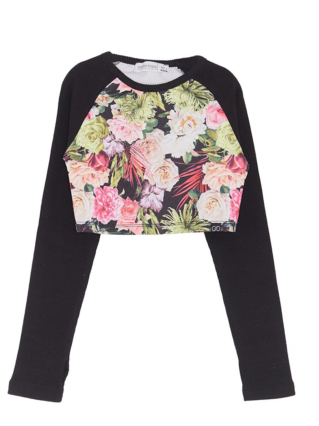 colorinas Siyah Tori Desenli Kız Çocuk Crop Sweatshirt - 3