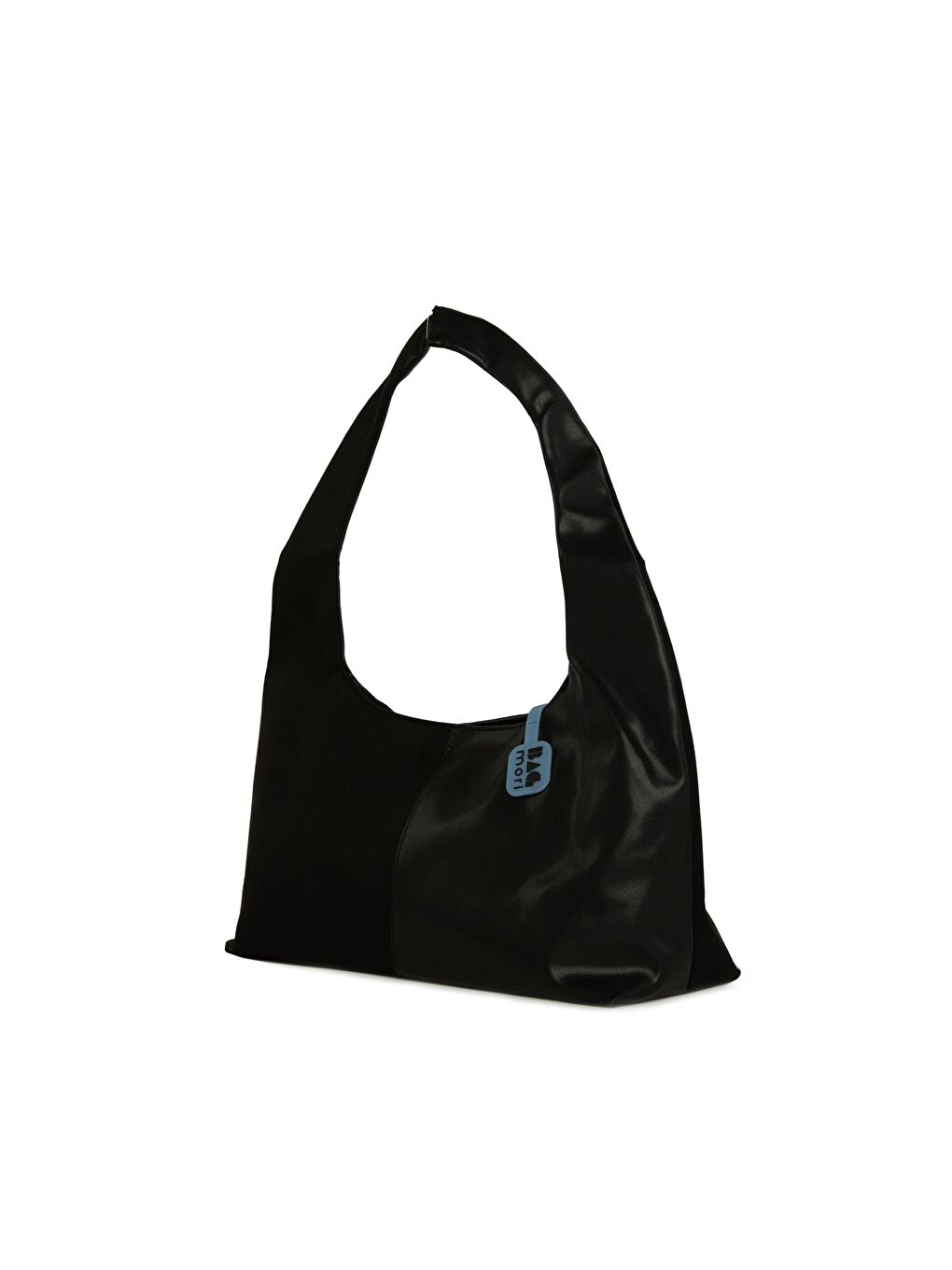 Siyah Süet Garnili Oval Omuz Çantası-1