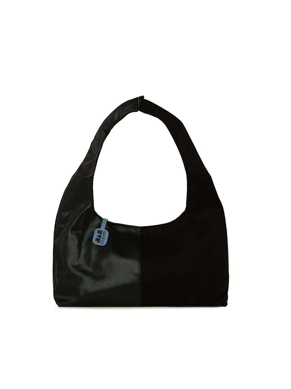 Siyah Süet Garnili Oval Omuz Çantası-2