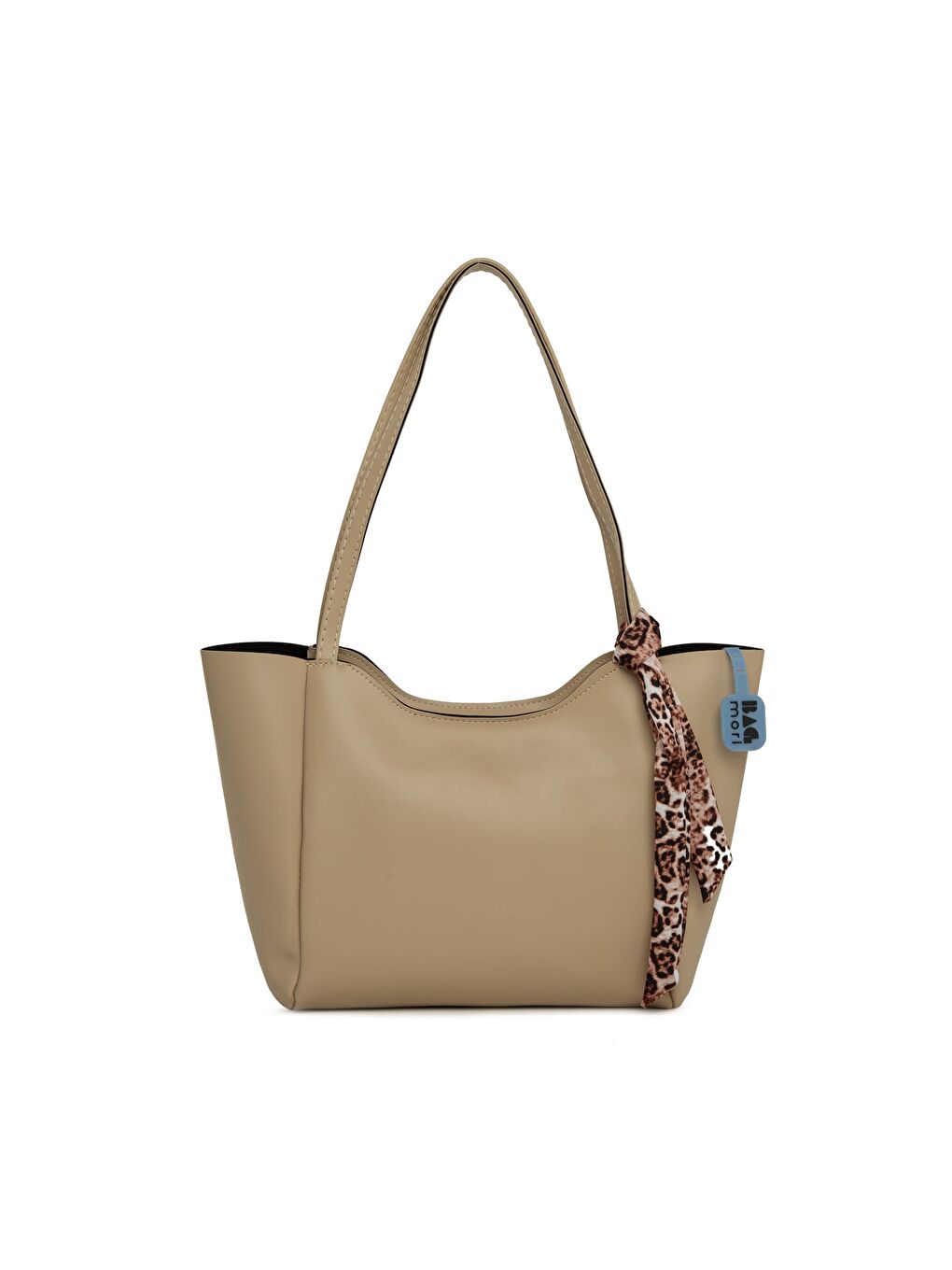 Bej Oval Ağızlı Şallı Çanta