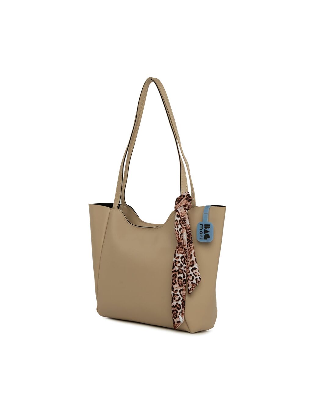 Bej Oval Ağızlı Şallı Çanta-1