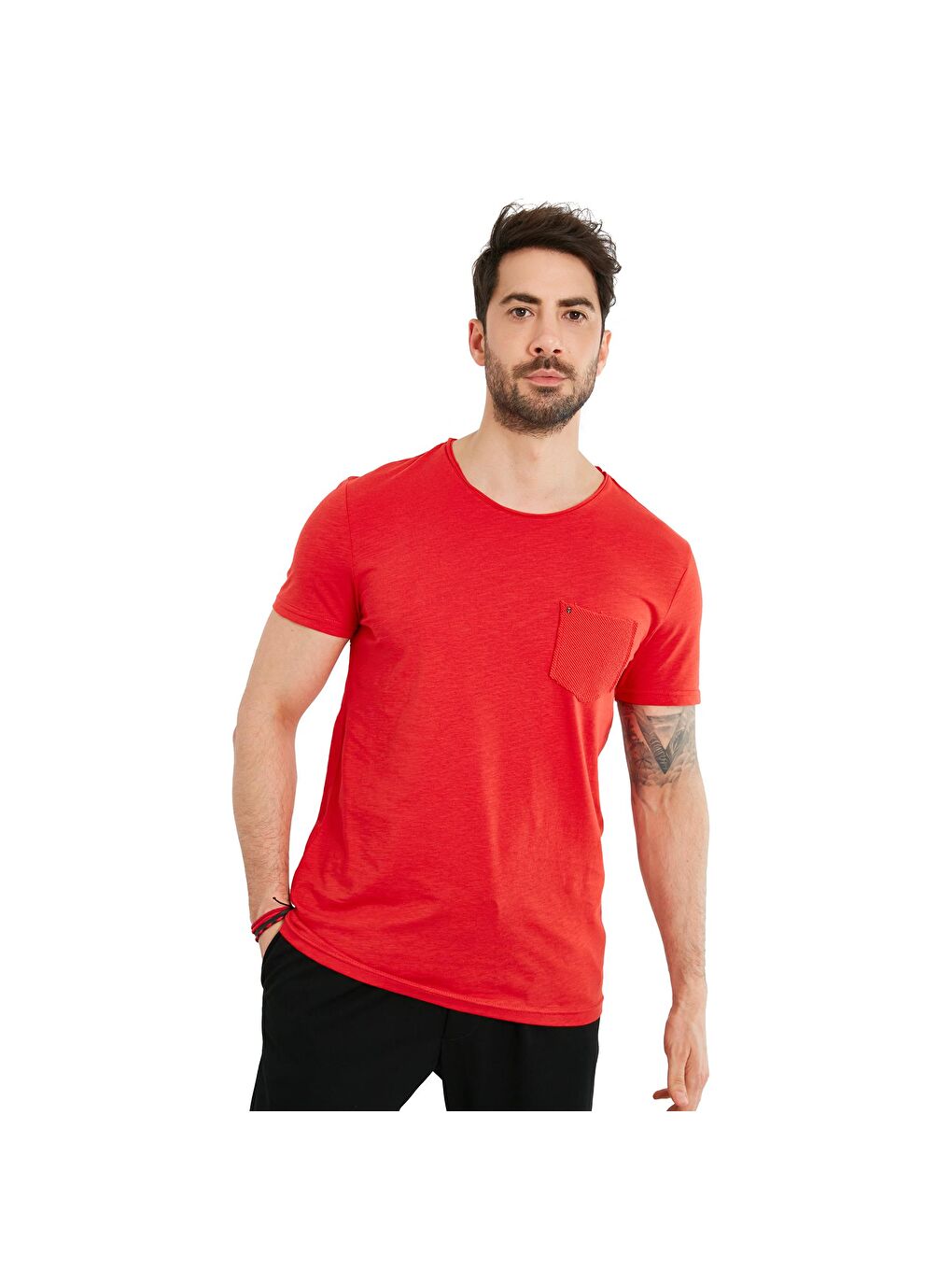 Buratti Kırmızı % 100 Pamuklu Slim Fit Bisiklet Yaka Cepli T Shirt 5902000 - 5