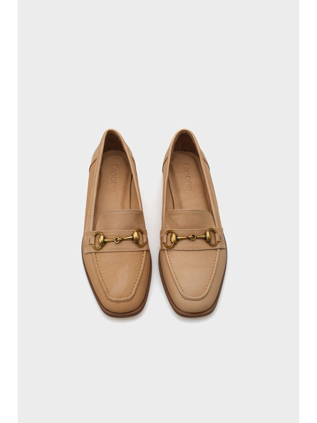 Bej Carly Hakiki Deri Metal Tokalı Kadın Loafer Ayakkabı-2