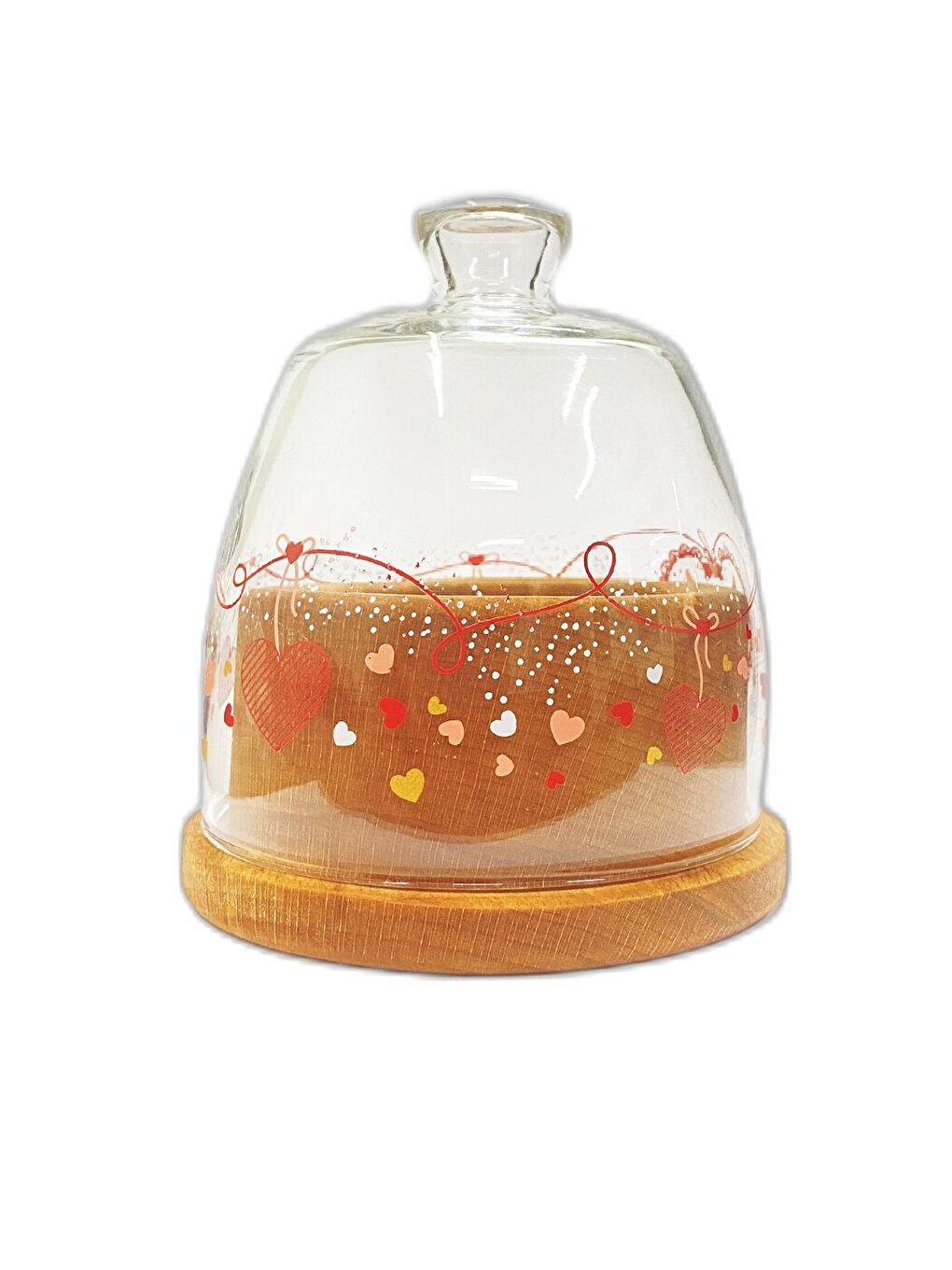 Karışık Kalpli Mini Cam Fanus Lokumluk Şekerlik