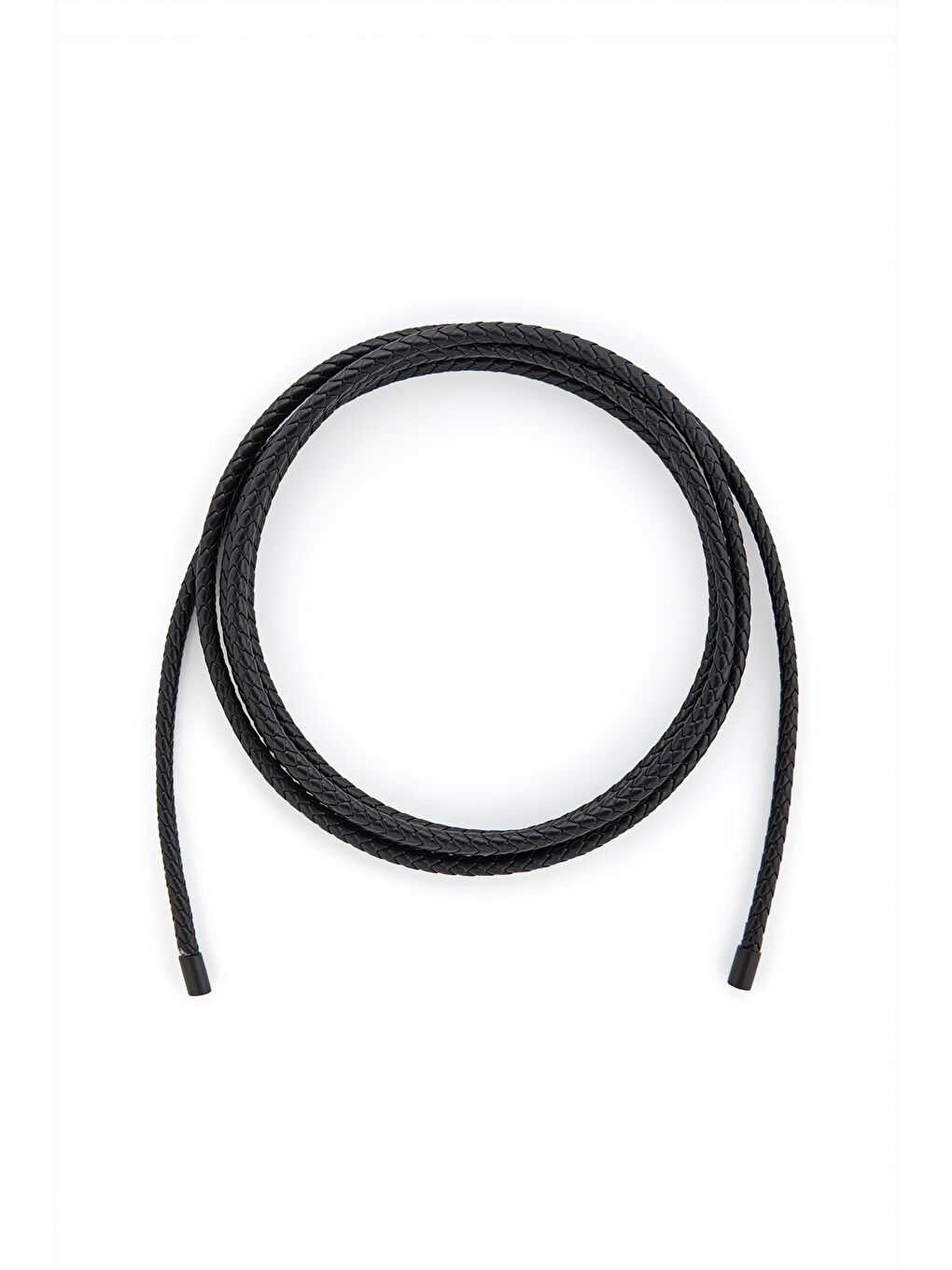 Örgü Motifli İp Kordon Siyah Deri Kemer