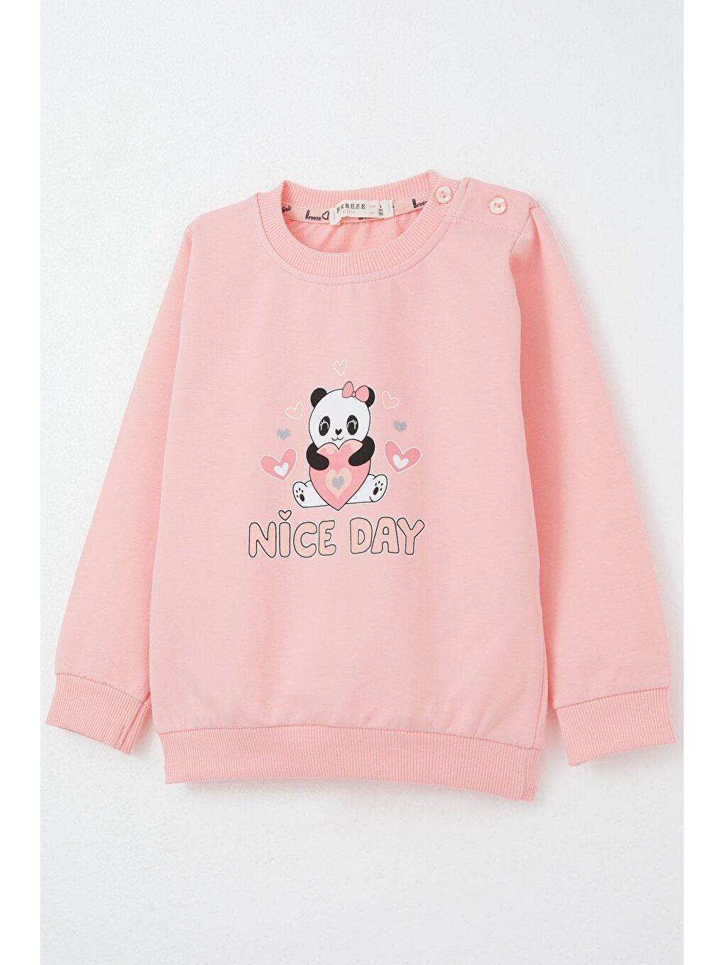 Kız Bebek Eşofman Takım Mutlu Pandacık Baskılı Pembe (1-3 Yaş)-8