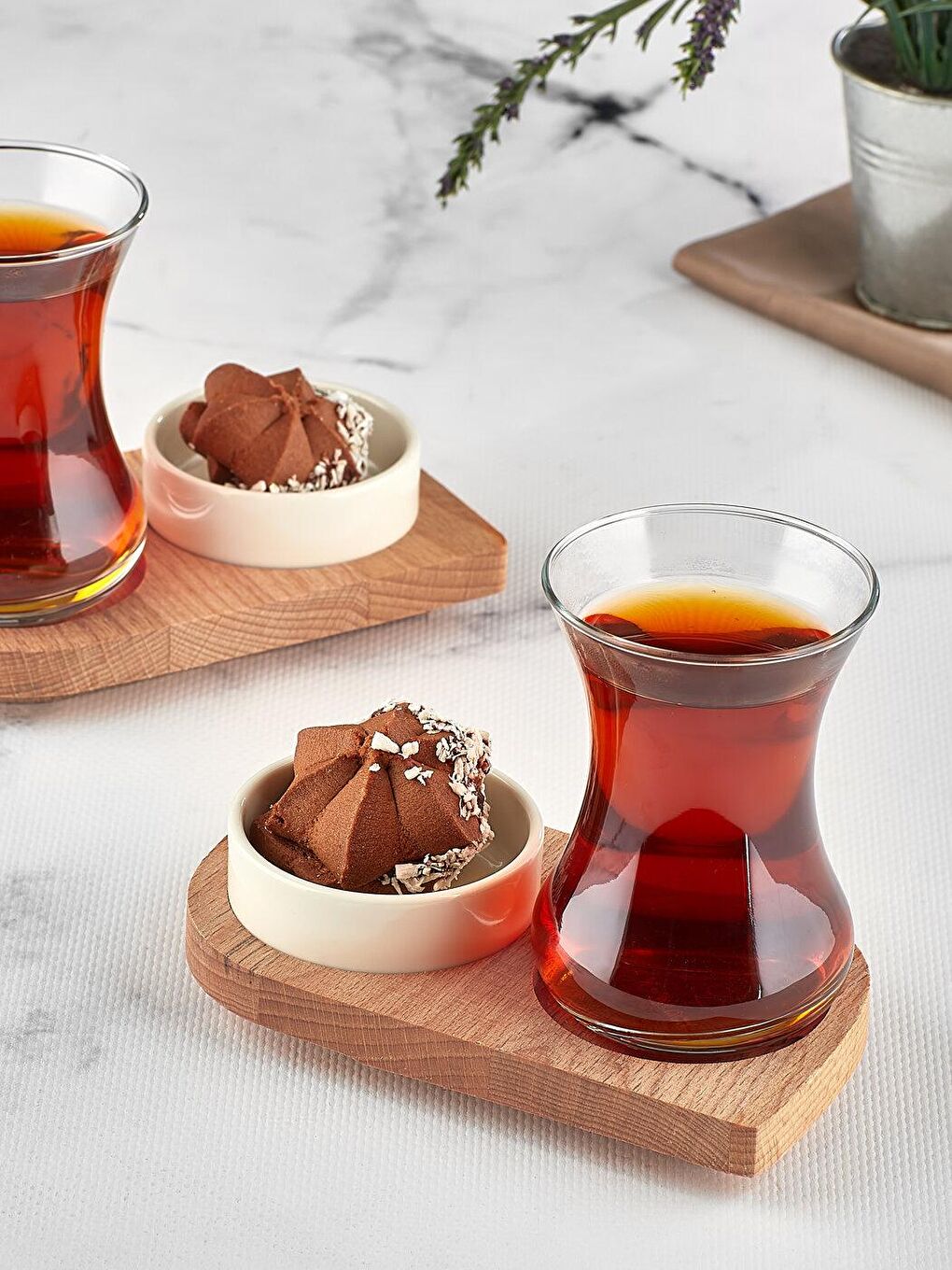 Karışık 2 Kişilik Çay Seti Ahşap Tabaklı-1