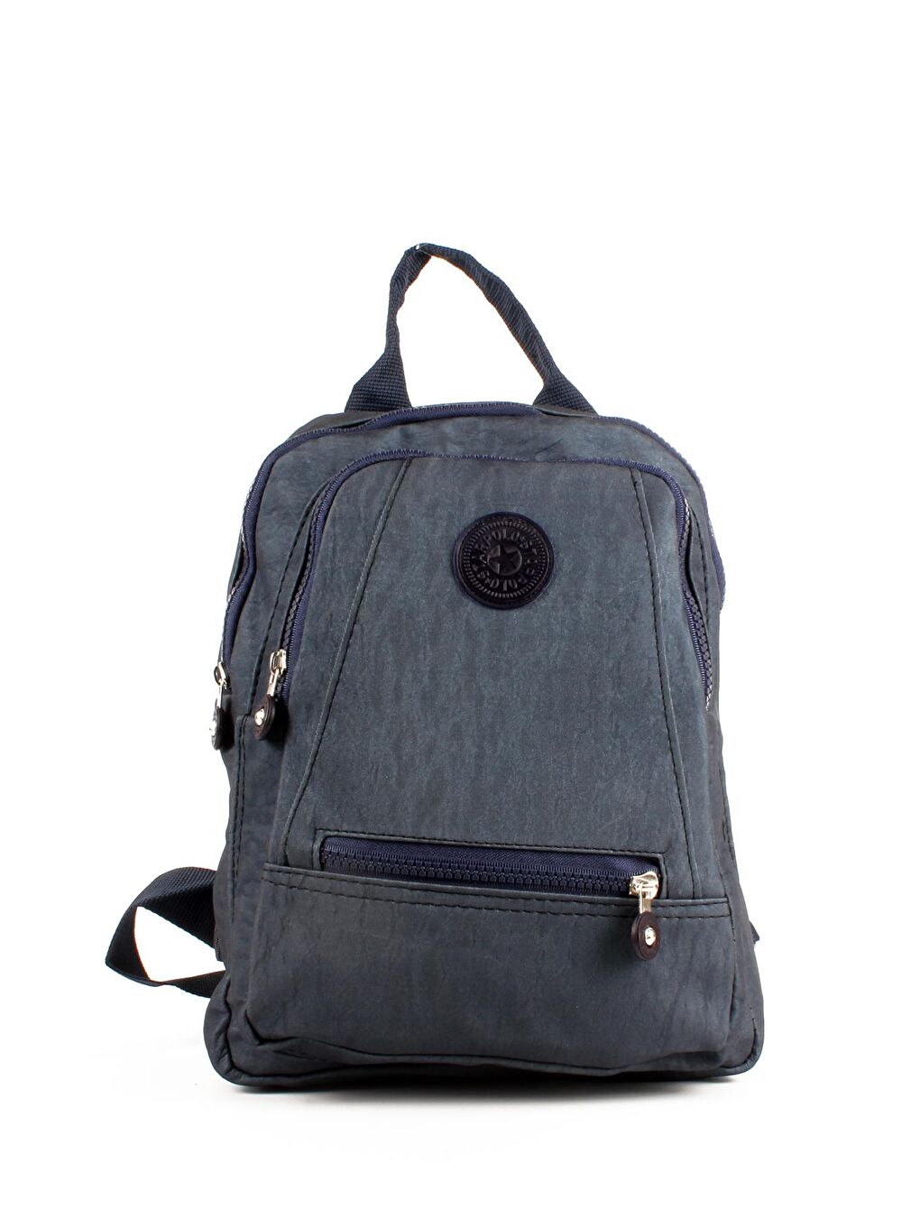 Lacivert Kadın Üç Bölmeli Kolon Askılı Krinkıl Kumaş Sırt Çantası (10715)-1