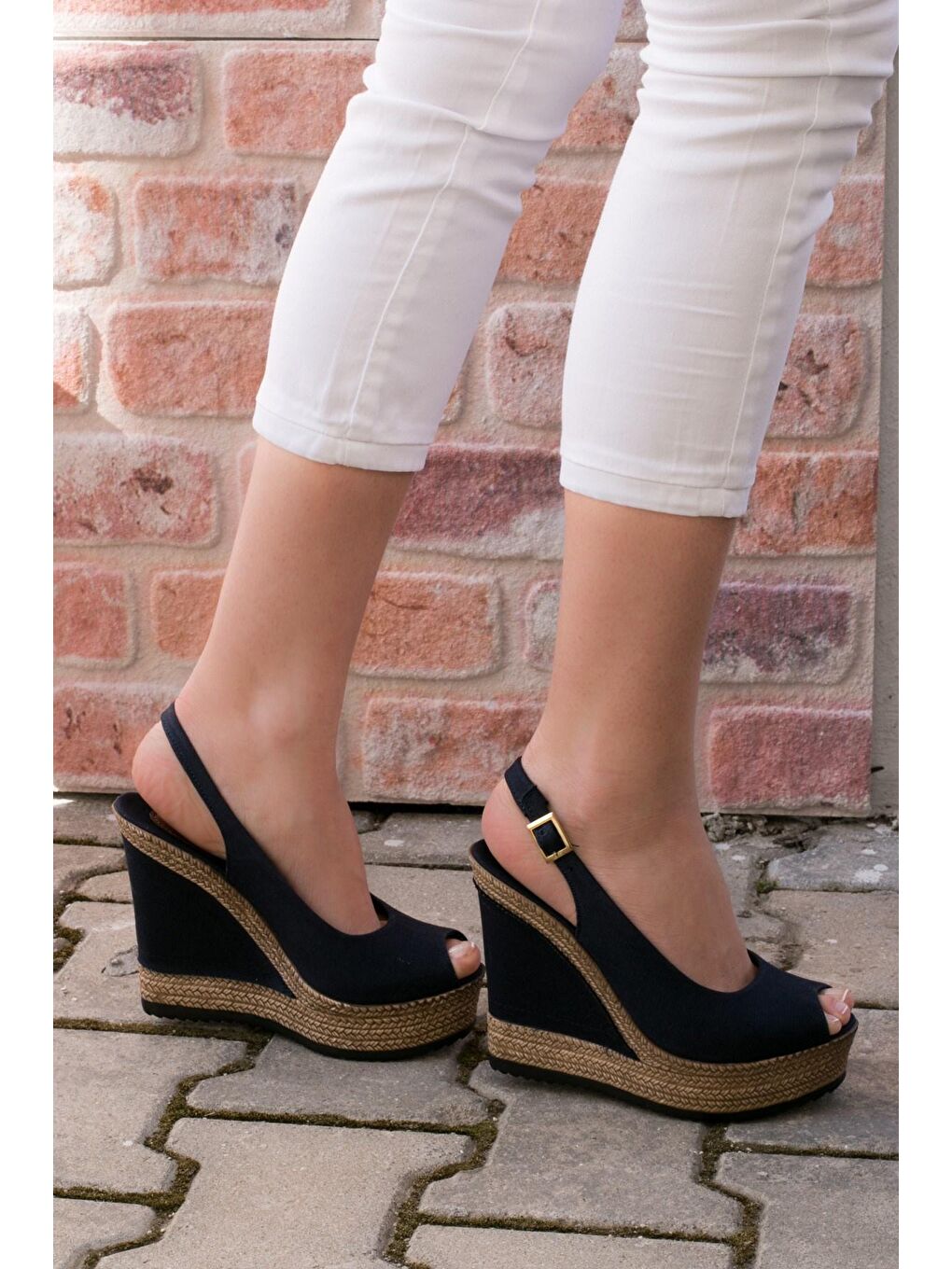9674070805 Lacivert Dolgu Taban Kadın Ayakkabı-3