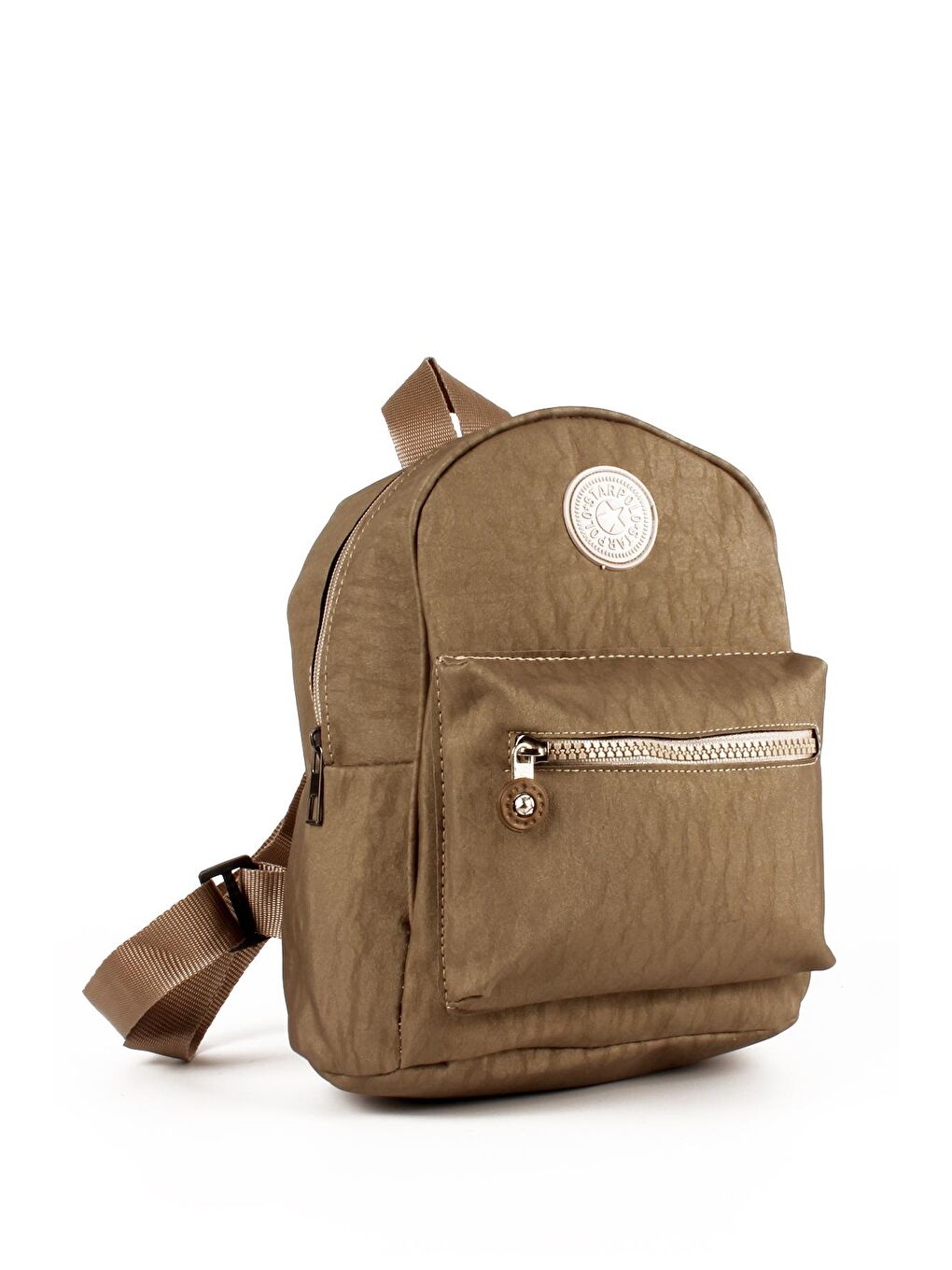 Bej Kadın İki Bölmeli Kolon Askılı Krinkıl Kumaş Sırt Çantası (10722)