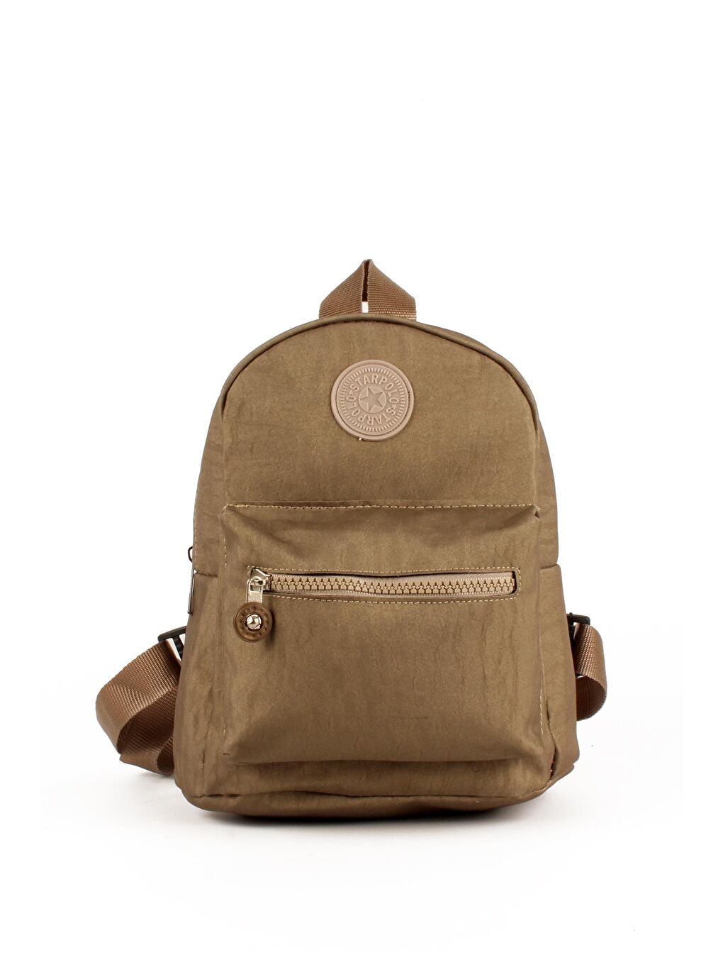 Bej Kadın İki Bölmeli Kolon Askılı Krinkıl Kumaş Sırt Çantası (10722)-1