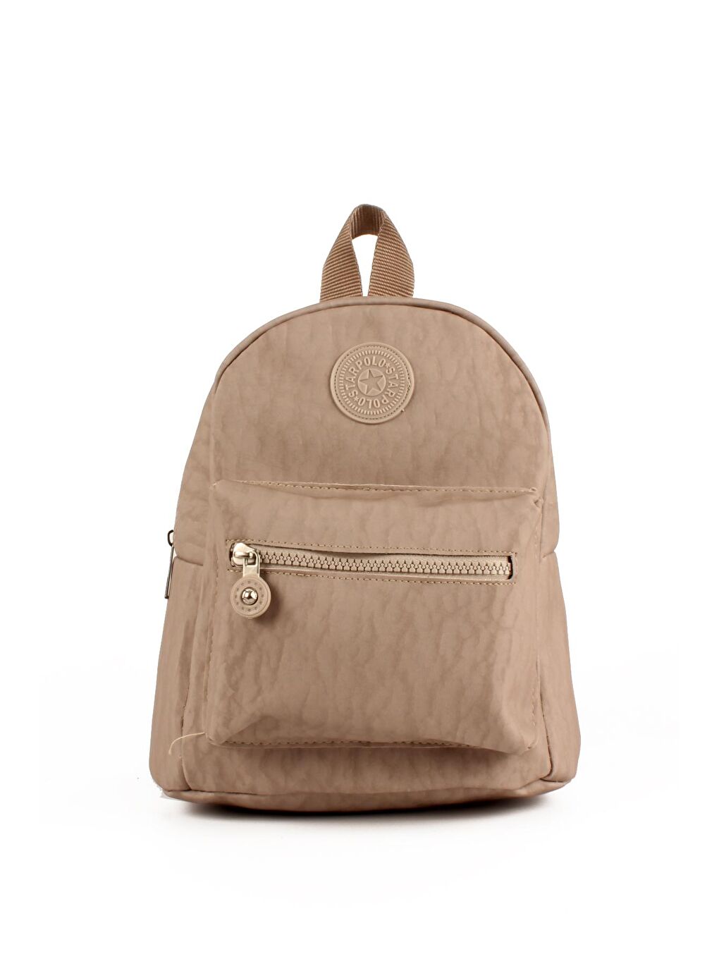 Bej Kadın İki Bölmeli Kolon Askılı Krinkıl Kumaş Sırt Çantası (10722)-1