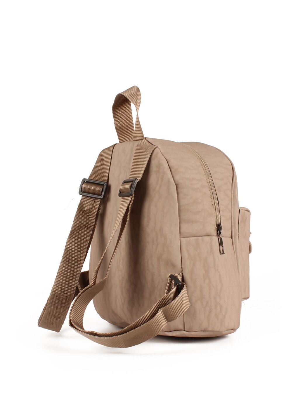 Bej Kadın İki Bölmeli Kolon Askılı Krinkıl Kumaş Sırt Çantası (10722)-2