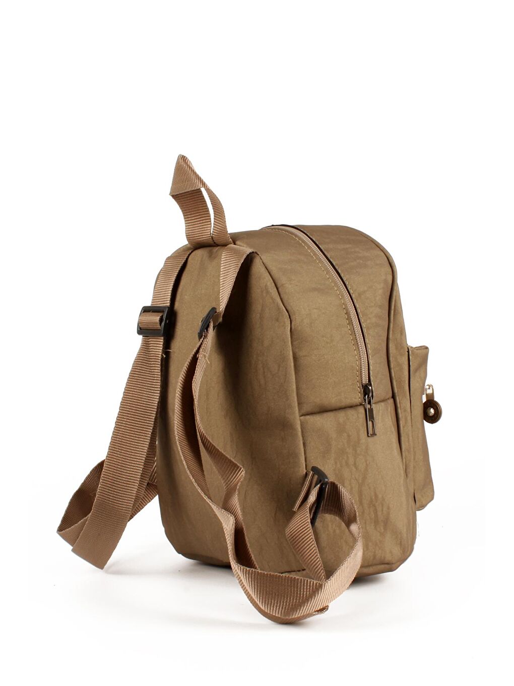 Bej Kadın İki Bölmeli Kolon Askılı Krinkıl Kumaş Sırt Çantası (10722)-2