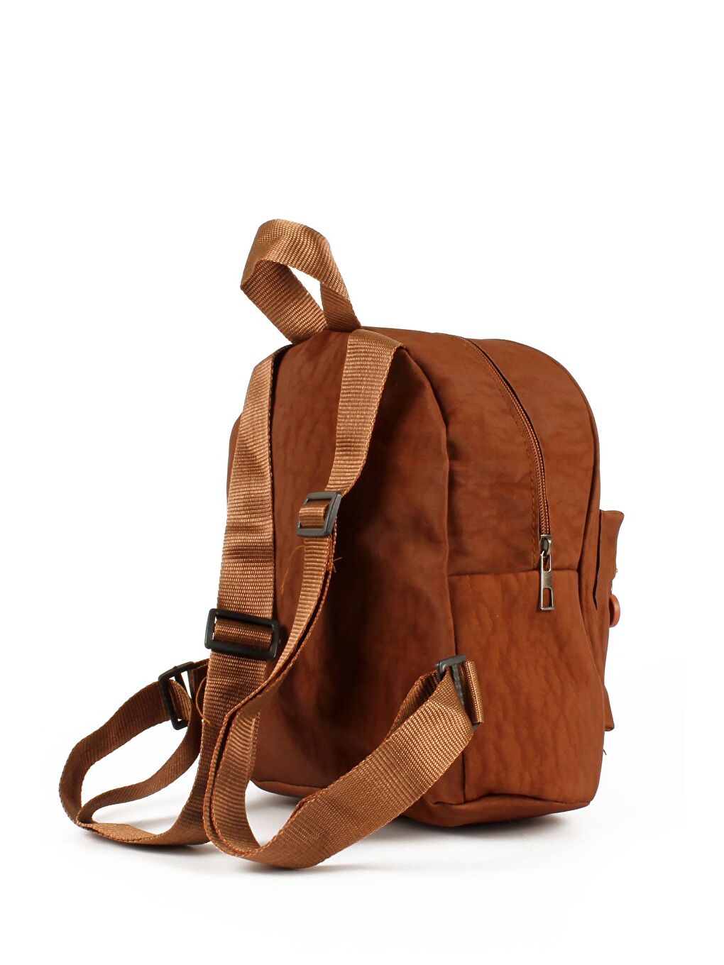 Kahverengi Kadın İki Bölmeli Kolon Askılı Krinkıl Kumaş Sırt Çantası (10722)-2