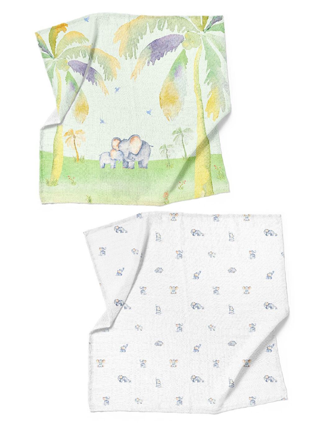 Beyaz Happy Land 100% Pamuk Müslin Örtü Seti (90x90 cm 2'li)-3