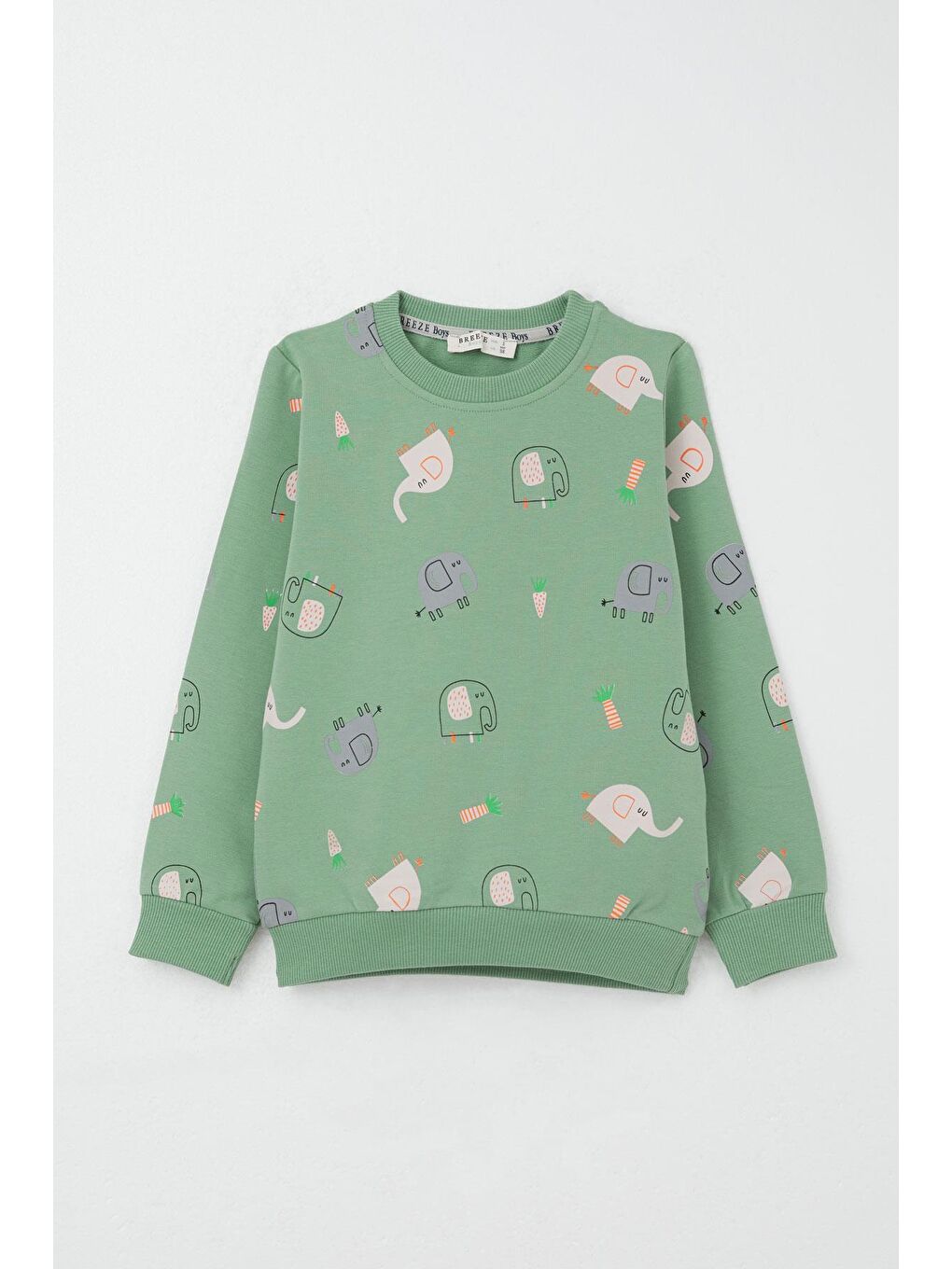 Erkek Çocuk Eşofman Takım Sevimli Fil Desenli Mint Yeşili (1-4 Yaş)-2