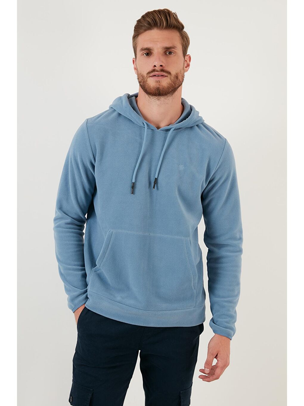 Mavi Slim Fit Kanguru Cepli Kapüşonlu Polar 5906032-2